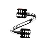 Micro Spirale silber mit zwei Würfel schwarz