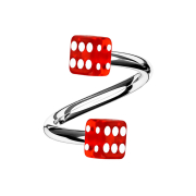 Micro spiral silver with two cubes red transparent