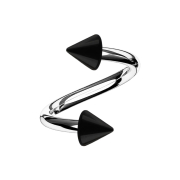 Micro spirale argentée avec deux cônes noirs