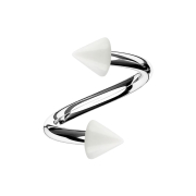 Micro spirale argentée avec deux cônes blancs