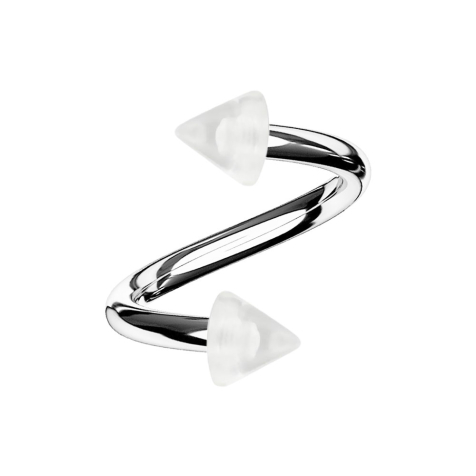 Micro spiral silver with two transparent cones