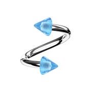 Micro Spirale silber mit zwei Cones hellblau transparent