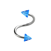 Micro Spirale silber mit zwei Cones dunkelblau transparent