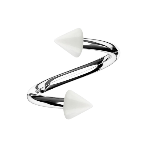 Spirale argentée avec deux cônes blancs