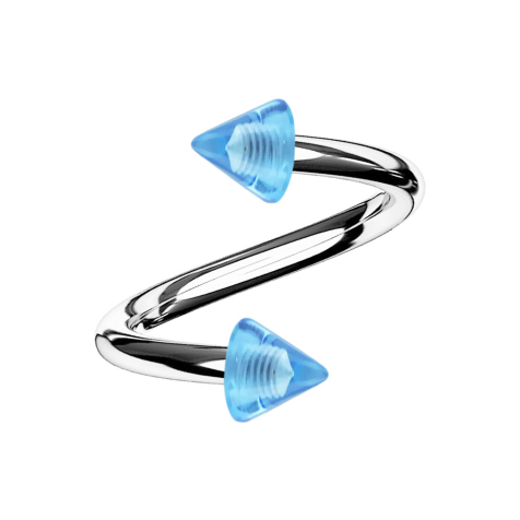 Spirale silber mit zwei Cones hellblau transparent