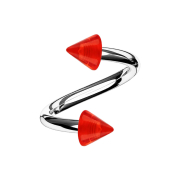 Micro spirale argentée avec deux cônes rouge...