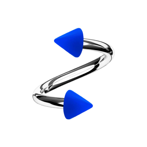 Micro spiral silver with two cones dark blue