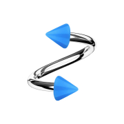 Micro spirale argentée avec deux cônes bleu...