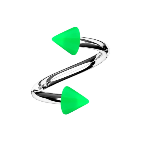 Micro spirale argento con due coni verdi