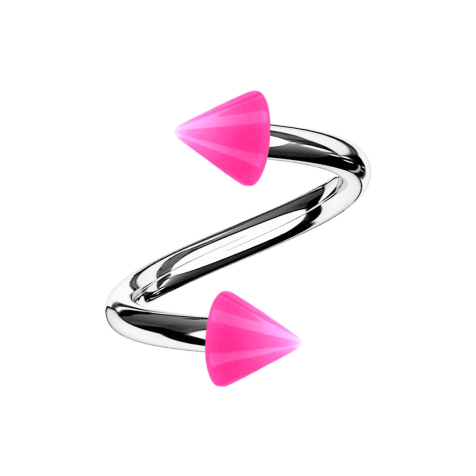 Micro spirale argentée avec deux cônes roses
