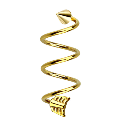 Micro spirale dorée avec cône et flèche