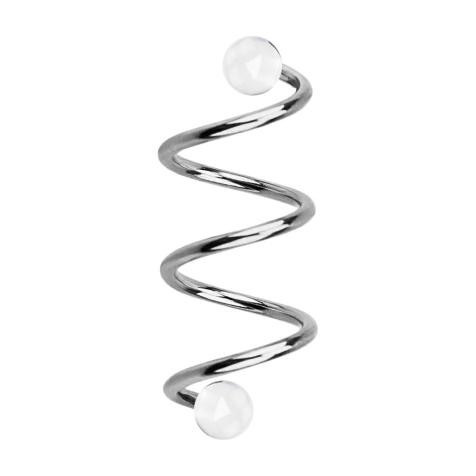 Micro spiral silver with two transparent balls