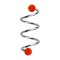 Micro spiral silver with two balls red transparent