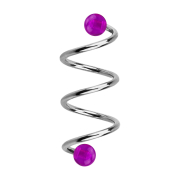 Micro Spirale silber mit zwei Kugeln violett transparent