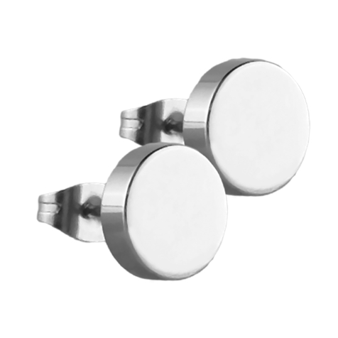Stud earrings fake plug silver