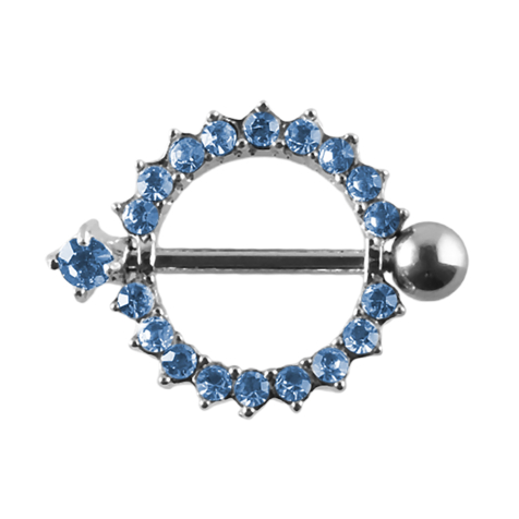 Barbell crystal wreath light blue