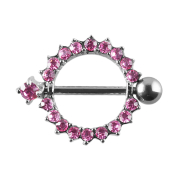 Barbell couronne de cristal rose