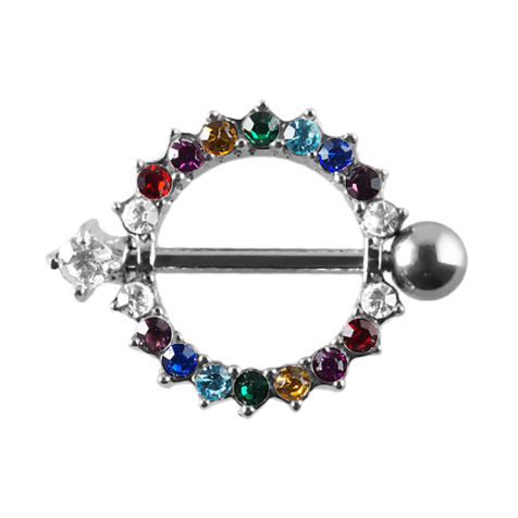 Barbell couronne en cristal de couleur