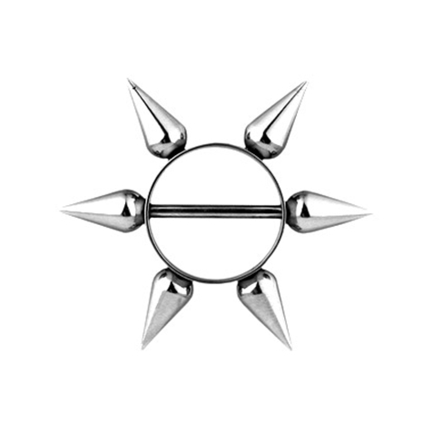 Barbell bouclier rond argenté avec cones long