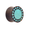 Flared plug made of sono wood with turquoise stone sun