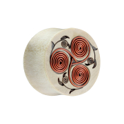 Flared Plug en bois de crocodile avec fleur en fil de cuivre