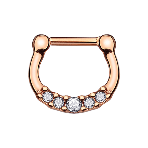 Septum avec cinq cristaux en or rose et revêtement en titane