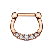 Septum with five rose gold crystals and titanium coating