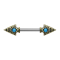 Barbell old gold tribal spear with turquoise stone