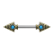 Barbell old gold tribal spear with turquoise stone