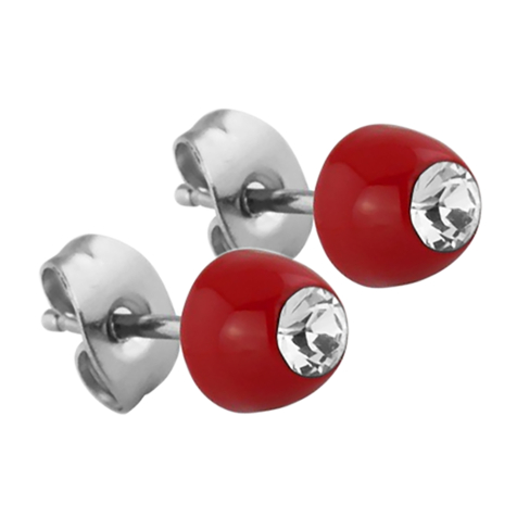 Stud earrings Supernova Fire Red with Swarovski crystal silver