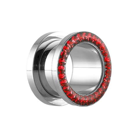 Flesh Tunnel Supernova High Polished with crystal red and epoxy protective layer