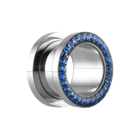 Flesh Tunnel Supernova High Polished with crystal blue and epoxy protective layer