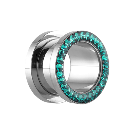 Flesh Tunnel Supernova High Polished with crystal turquoise and epoxy protective layer