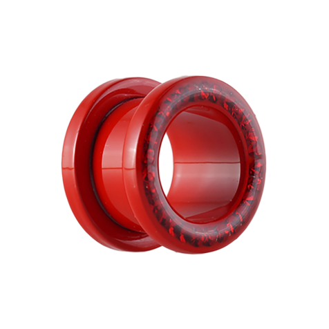 Flesh Tunnel Supernova Fire Red with Swarovski crystal red and epoxy protective layer
