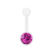 Banane Supernova Pure White avec boule de cristal Swarovski fuchsia