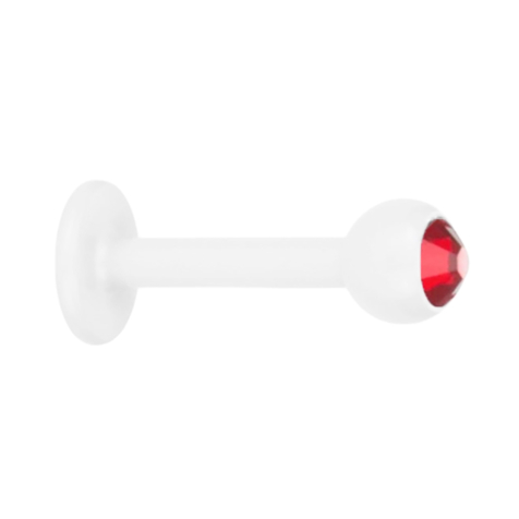 Micro Labret Supernova Pure White con sfera e cristallo Swarovski rosso