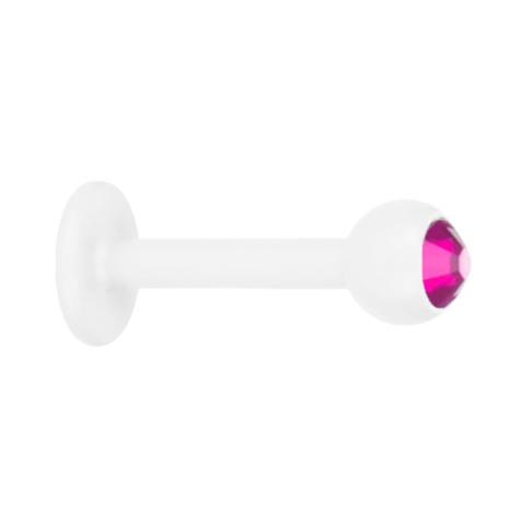 Micro Labret Supernova Pure White con sfera e cristallo Swarovski fucsia