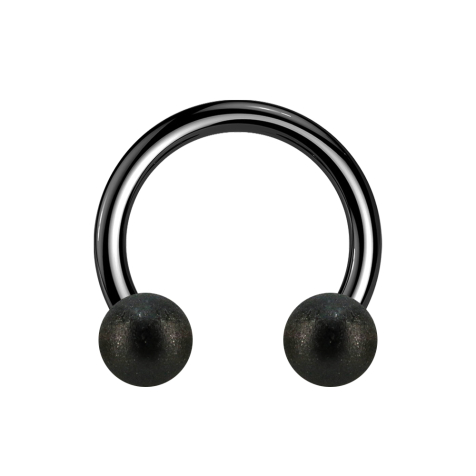 Micro Circular Barbell black with two balls speckled