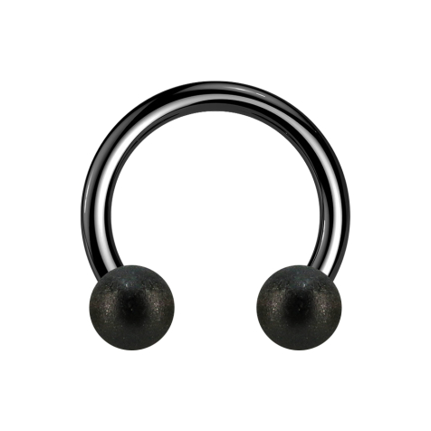 Circular barbell black with two balls speckled