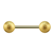 Gold-plated micro barbell with two speckled balls