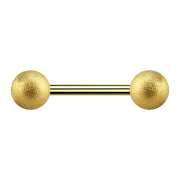 Gold-plated barbell with two speckled balls