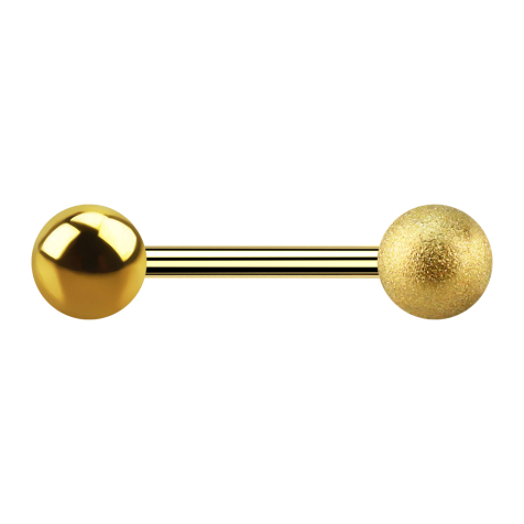 Gold-plated barbell with ball and speckled ball