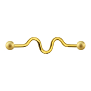Gold-plated barbell zig zag speckled with two spheres