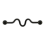 Barbell black zig zag with two balls speckled