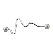 Barbell silver heartbeat speckled with two spheres