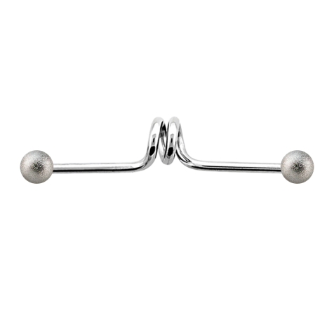 Barbell argent twister avec deux boules mouchetées