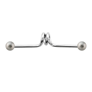 Barbell silver twister with two balls speckled