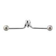 Barbell argent twister avec deux boules mouchetées
