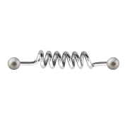 Barbell silver coil with two balls speckled