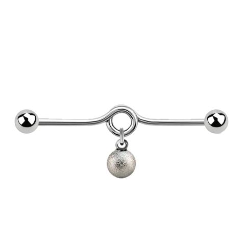 Barbell silver bow with two balls and ball pendant speckled